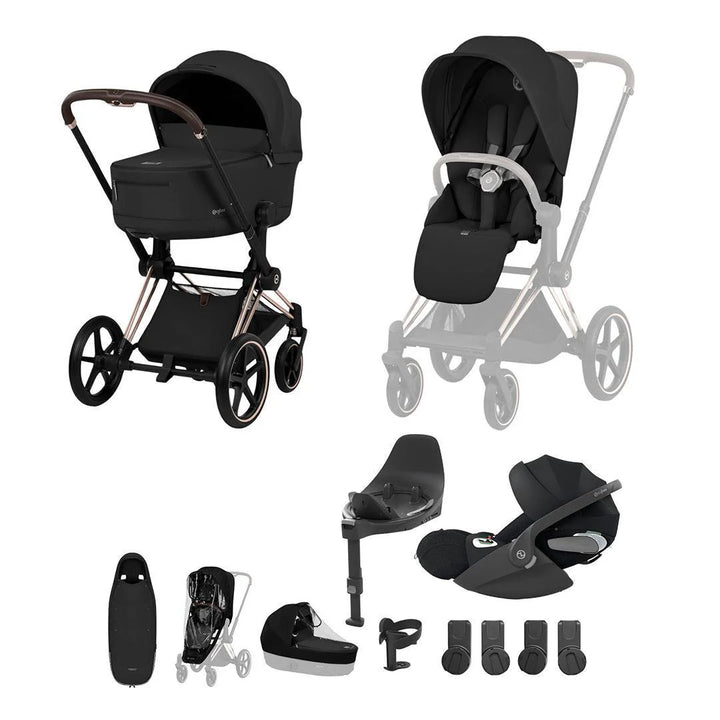 Cybex PRIAM Comfort Ultimate Accessory Bundle - Sepia Black & Matt Black Frame