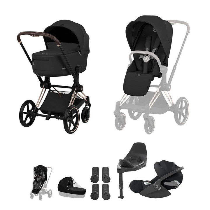 Cybex PRIAM Comfort Ultimate Bundle - Sepia Black & Rose Gold Frame