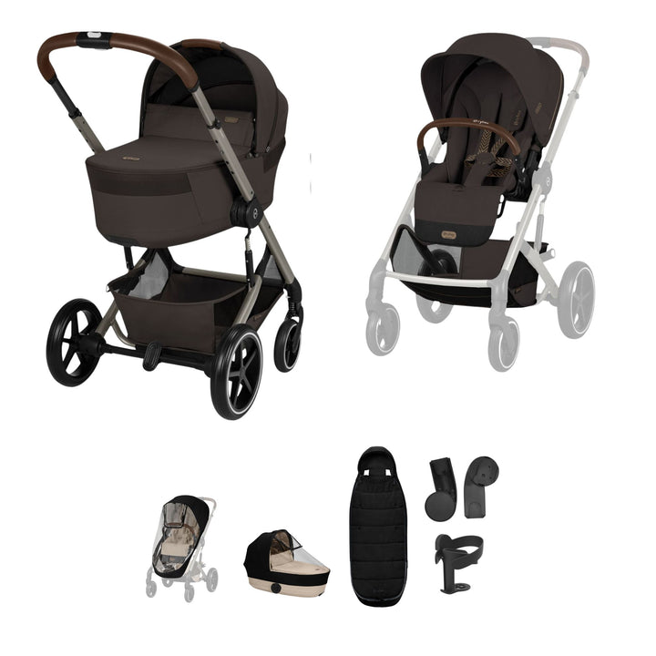Cybex Balios + Fold Cot Accessory Bundle - Chocolate Brown