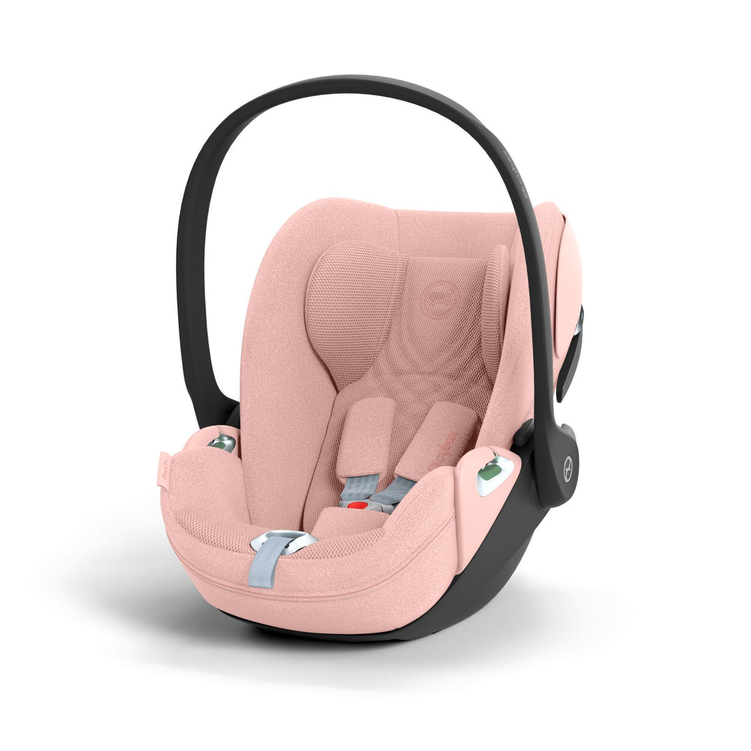 Cybex e-PRIAM Style Pushchair & Fold Cot Bundle - Peach Pink & Matt Black Frame