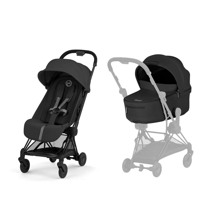 Cybex Coya Comfort Set (Pushchair & Carrycot) - Sepia Black with Matt Black Frame