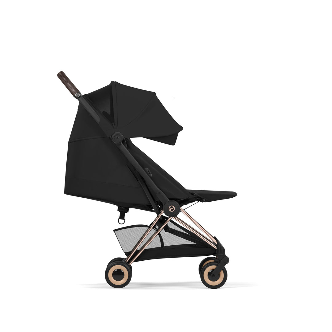 Cybex COYA Comfort Ultimate Bundle - Sepia Black & Rose Gold Frame
