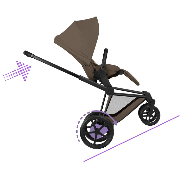 Cybex e-Priam Comfort Set  (Pushchair & Carrycot) - Coconut Brown with Matt Black Frame
