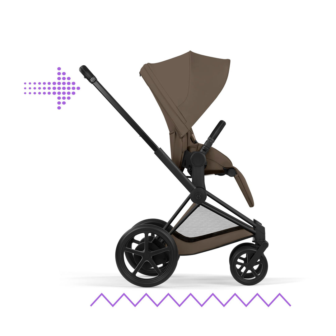 Cybex e-Priam Comfort Set  (Pushchair & Carrycot) - Coconut Brown with Matt Black Frame