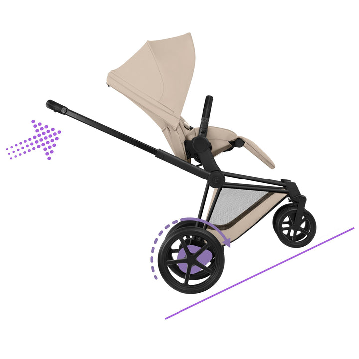 Cybex e-PRIAM Comfort Ultimate Bundle - Cozy Beige & Matt Black Frame