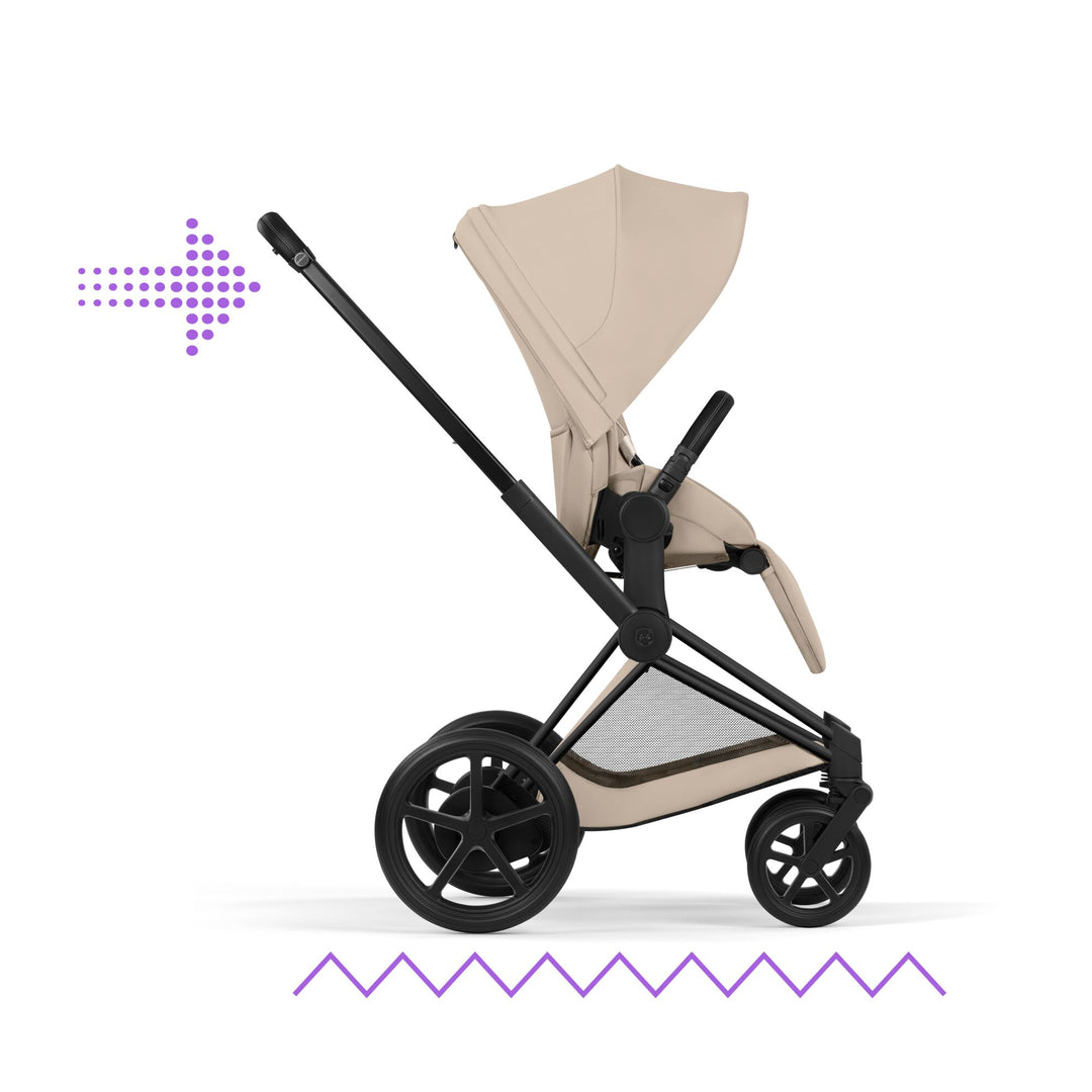 Cybex e-Priam Comfort Set  (Pushchair & Carrycot) - Cozy Beige with Matt Black Frame
