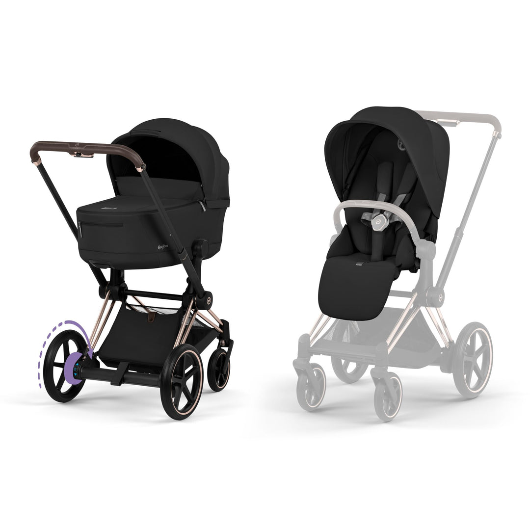 Cybex e-PRIAM Comfort Ultimate Bundle - Sepia Black & Rose Gold Frame