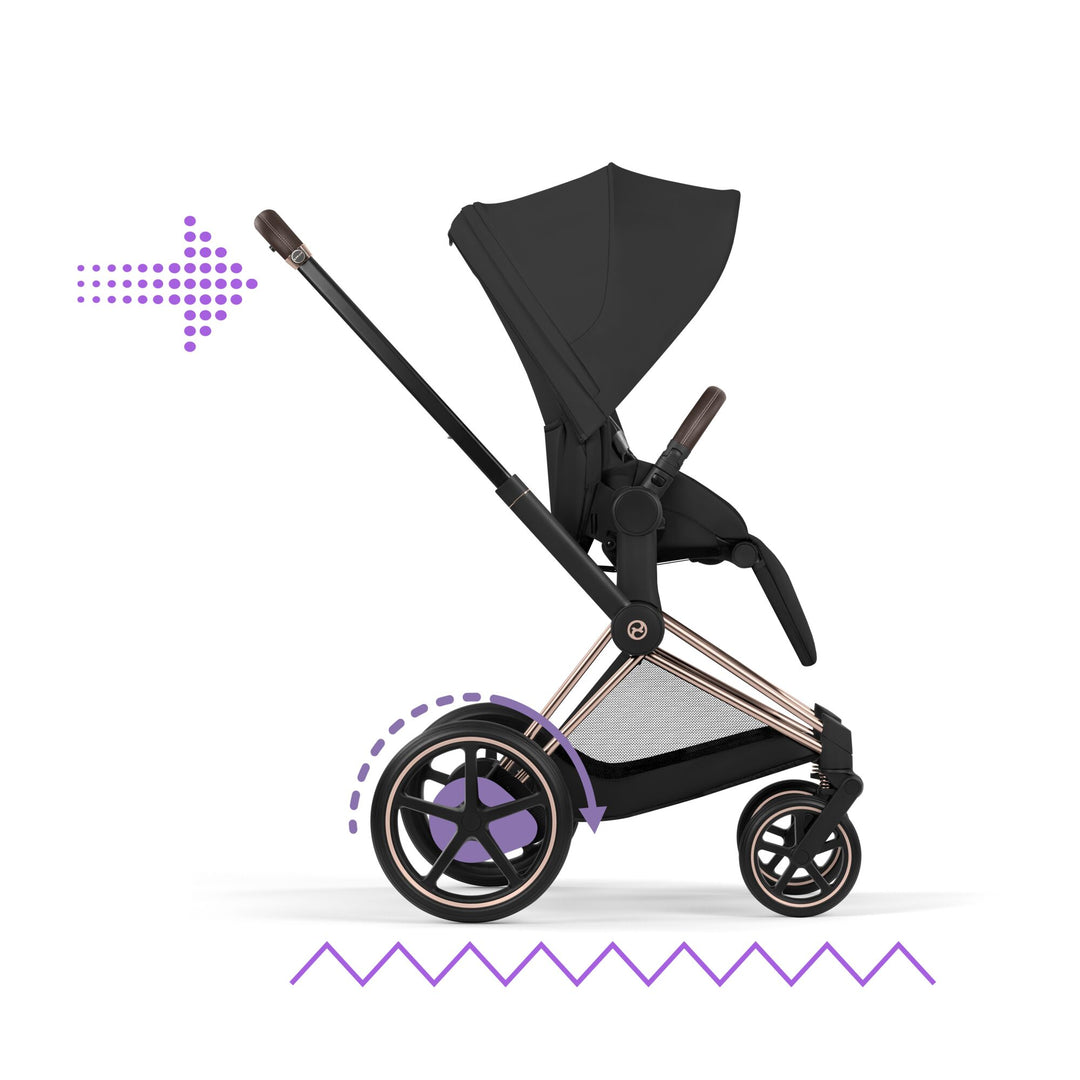 Cybex e-PRIAM Comfort Ultimate Bundle - Sepia Black & Rose Gold Frame
