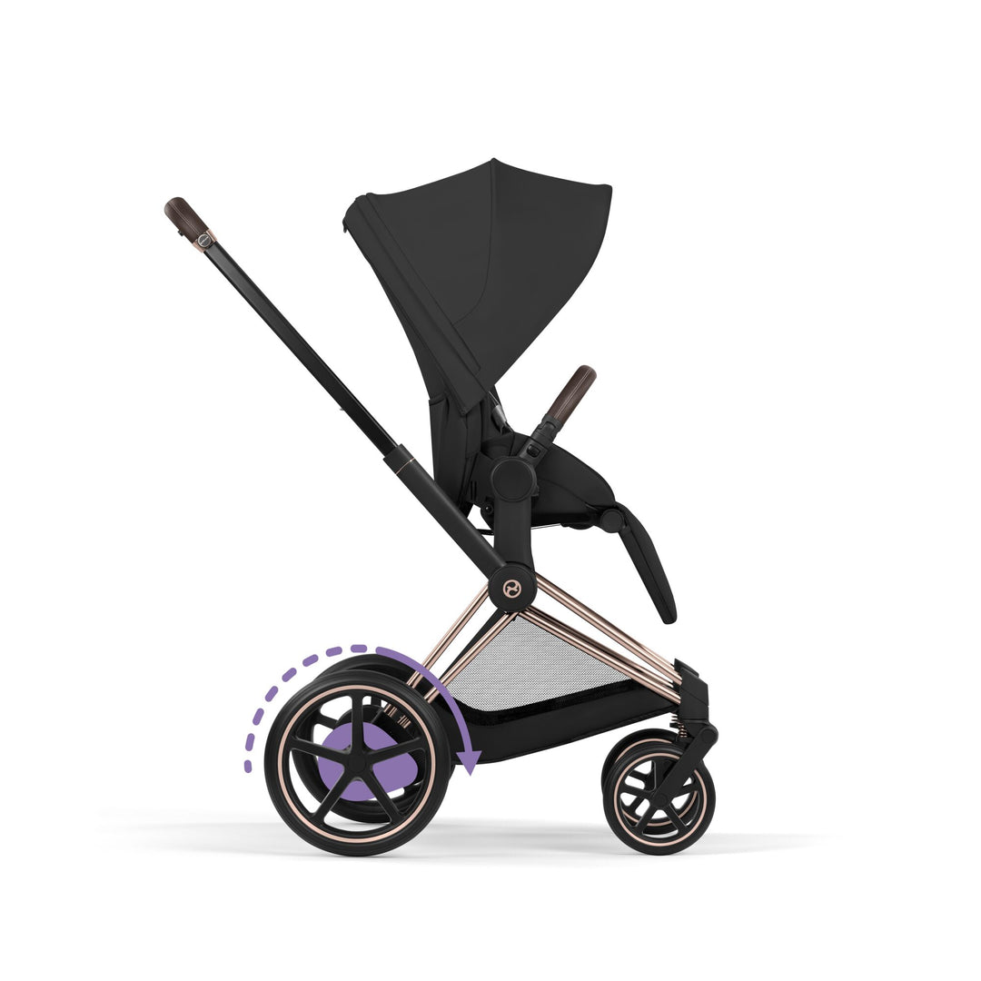 Cybex e-Priam Comfort Set  (Pushchair & Carrycot) - Sepia Black with Rose Gold Frame