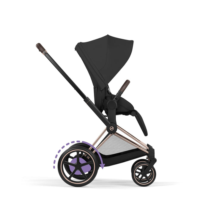 Cybex e-Priam Comfort Set  (Pushchair & Carrycot) - Sepia Black with Rose Gold Frame