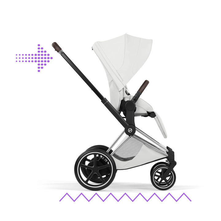 Cybex ePriam Style Pushchair - Off White with Chrome Brown Frame