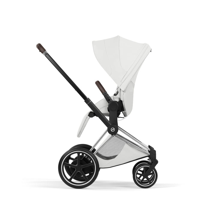 Cybex ePriam Style Pushchair - Off White with Chrome Brown Frame