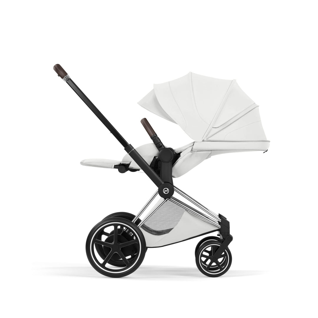 Cybex ePriam Style Pushchair - Off White with Chrome Brown Frame