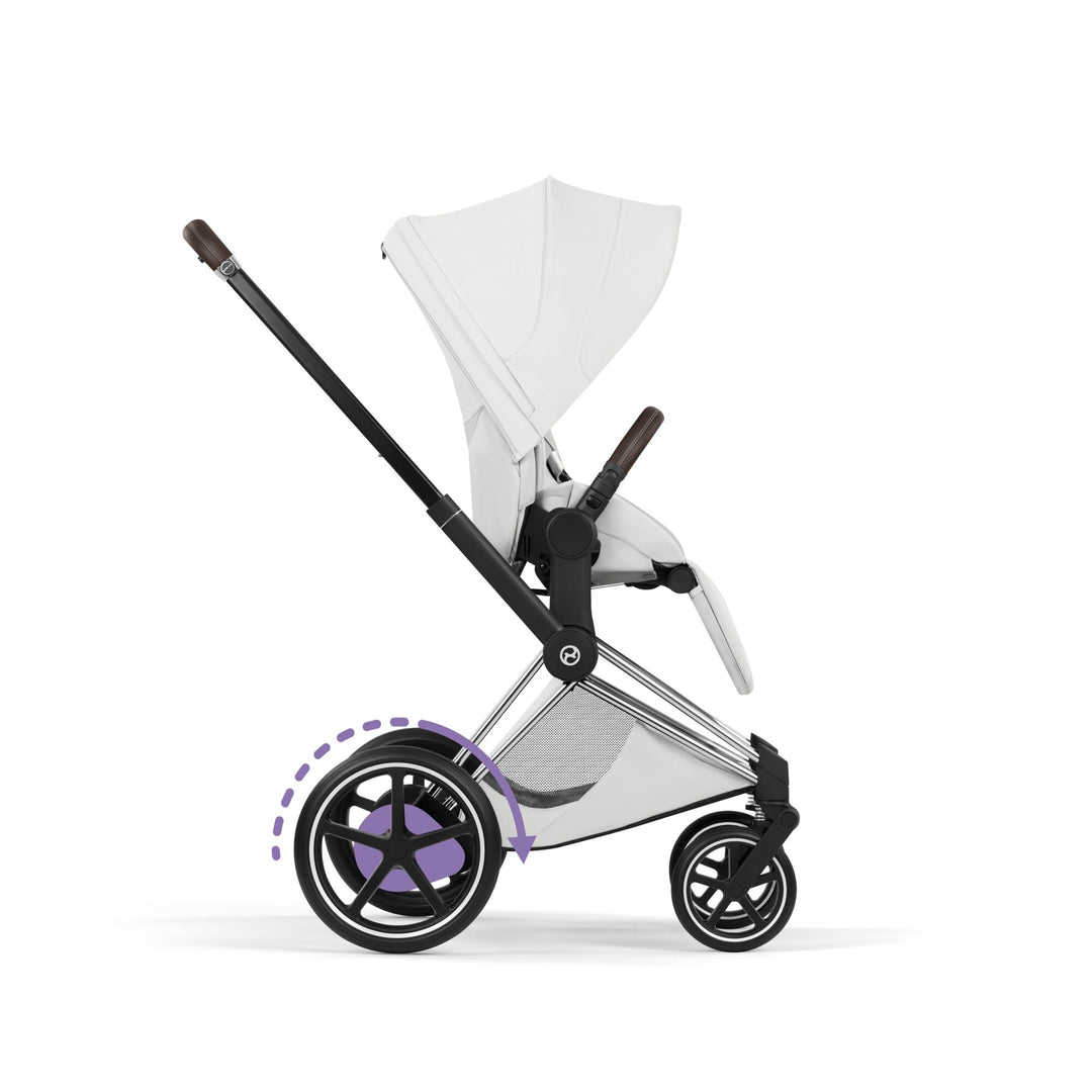 Cybex e-PRIAM Style Ultimate Bundle - Off White & Chrome Brown Frame