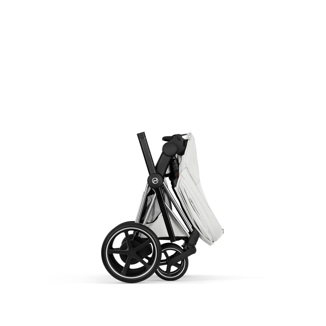 Cybex ePriam Style Pushchair - Off White with Chrome Brown Frame