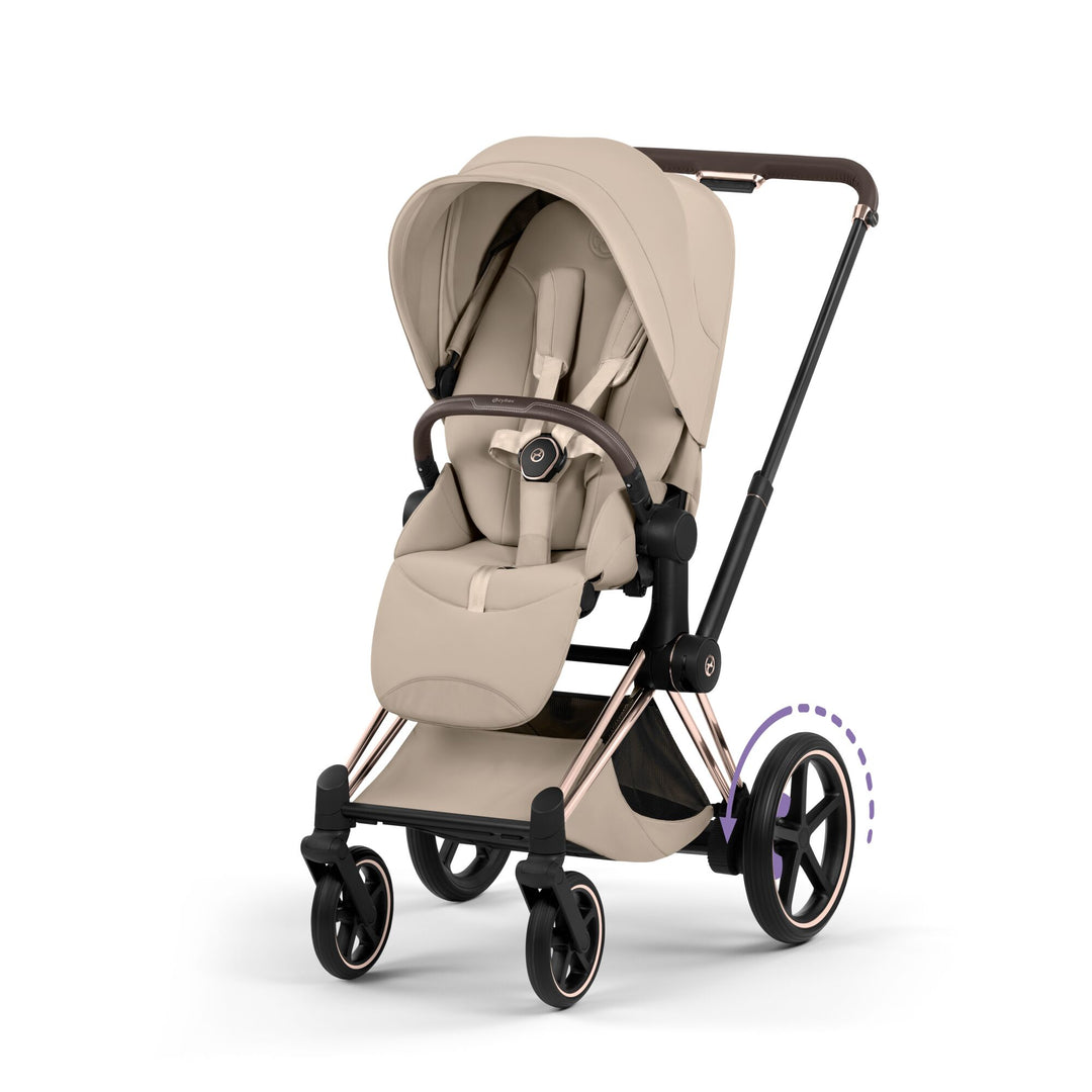 Cybex e-PRIAM Style Ultimate Bundle - Cozy Beige & Rose Gold Frame