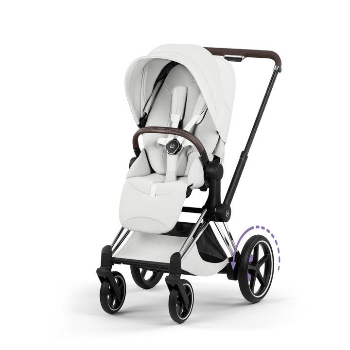 Cybex e-PRIAM Style Ultimate Bundle - Off White & Chrome Brown Frame