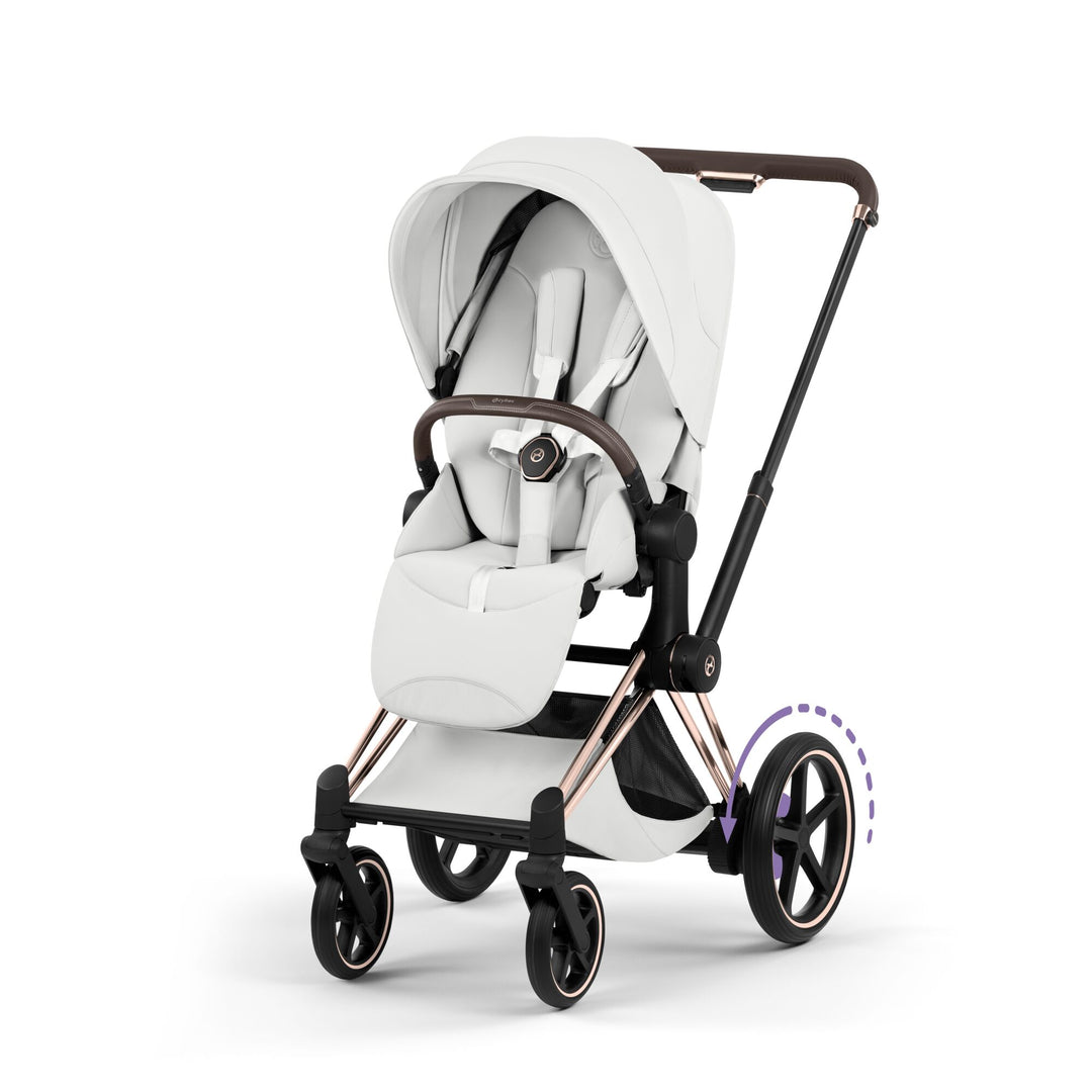 Cybex e-PRIAM Style Ultimate Bundle - Off White & Rose Gold Frame