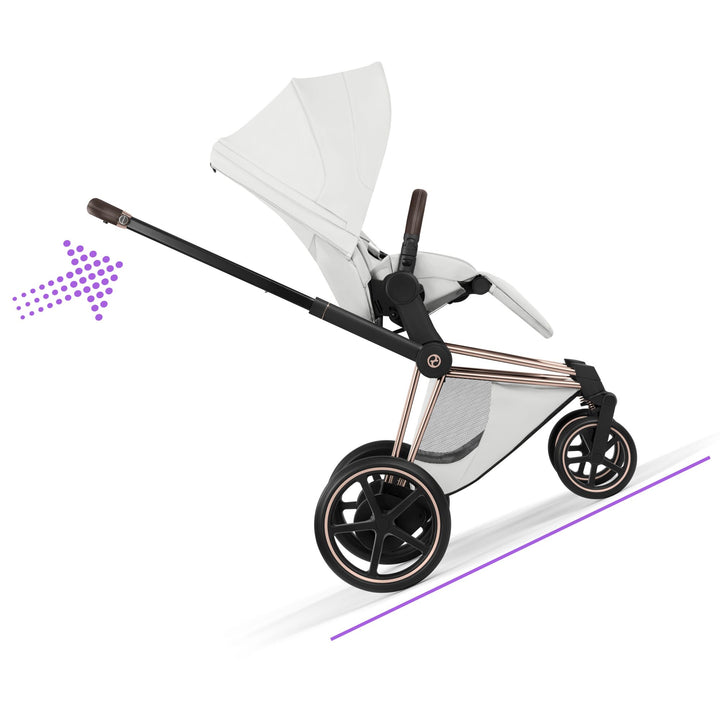 Cybex e-PRIAM Style Ultimate Bundle - Off White & Rose Gold Frame