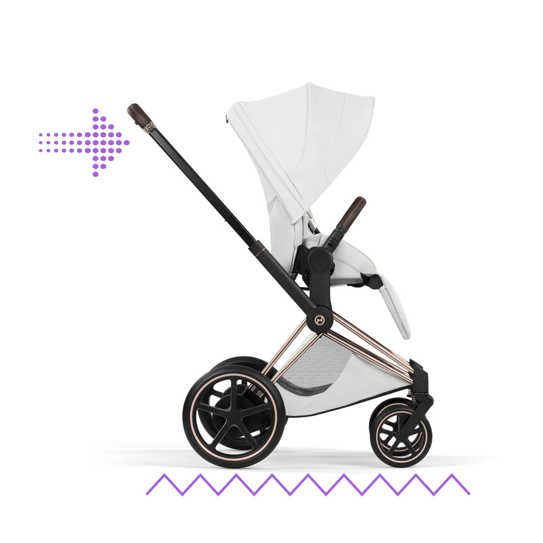 Cybex e-PRIAM Style Ultimate Bundle - Off White & Rose Gold Frame