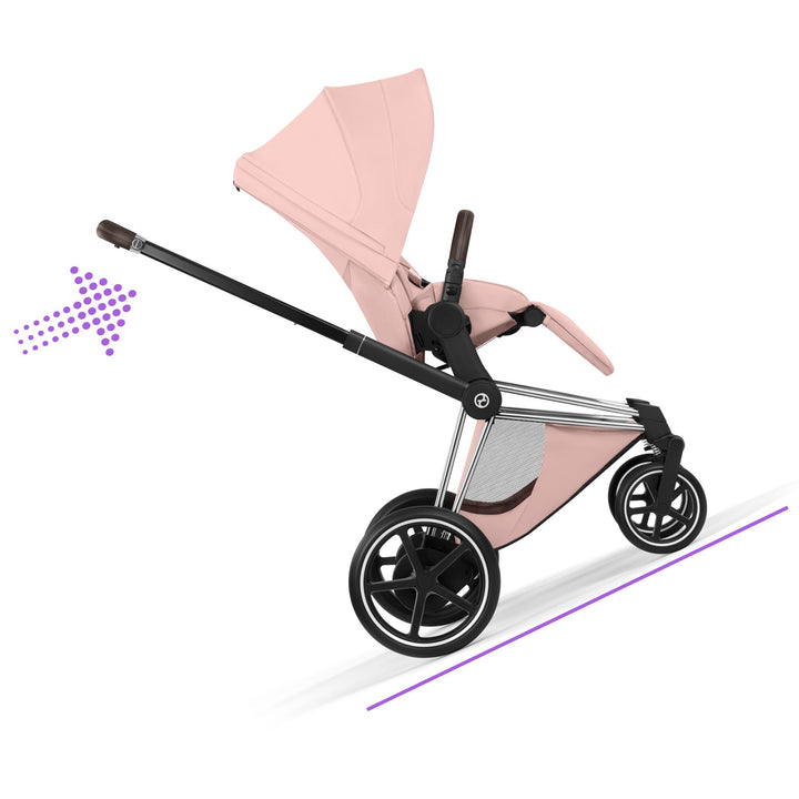 Cybex e-PRIAM Style Ultimate Bundle - Peach Pink & Chrome Brown Frame
