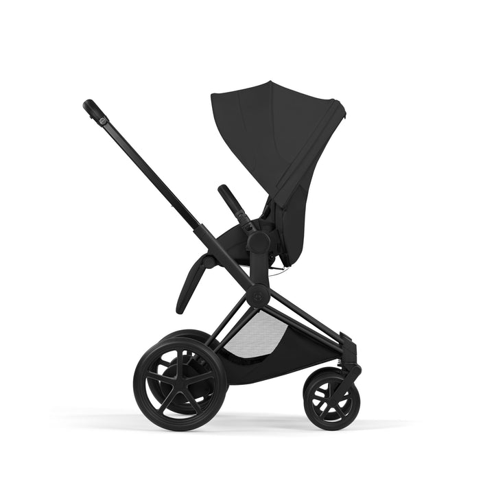 Cybex e-PRIAM Style Pushchair & Fold Cot Bundle - Sepia Black & Matt Black Frame