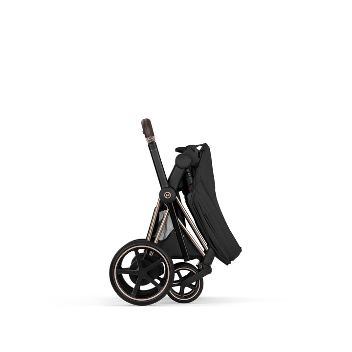 Cybex e-PRIAM Style Pushchair & Fold Cot Bundle - Sepia Black & Rose Gold Frame