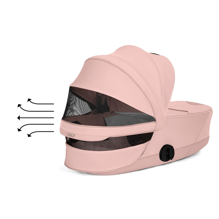 Cybex Mios Style Pushchair & Fold Cot Bundle - Peach Pink & Matt Black Frame