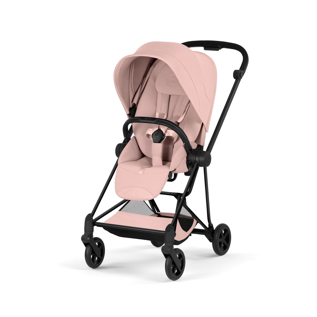 Cybex Mios Style Pushchair & Fold Cot Bundle - Peach Pink & Matt Black Frame