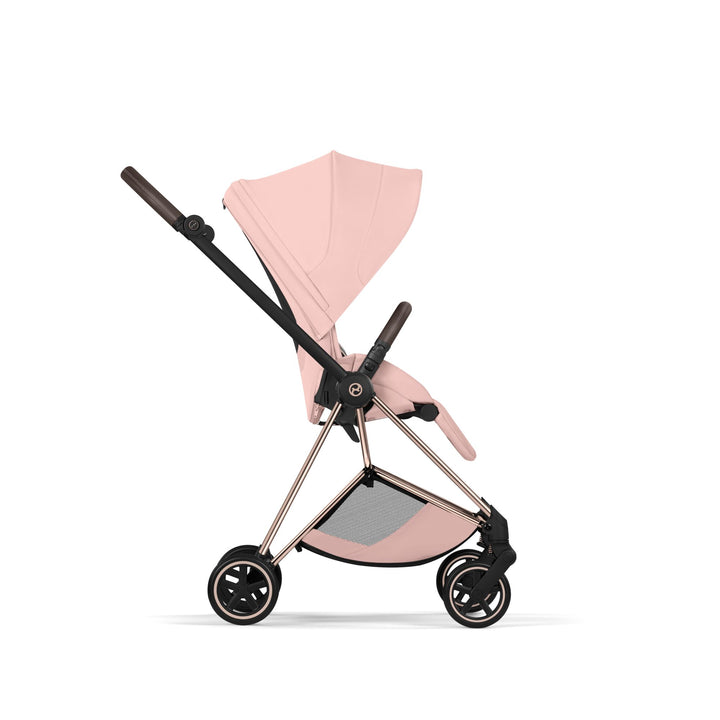 Cybex Mios Style Pushchair & Fold Cot Bundle - Peach Pink & Rose Gold Frame