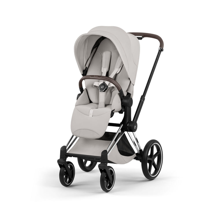 Cybex PRIAM Style Pushchair & Fold Cot Bundle - City Grey & Chrome Brown Frame