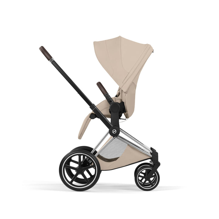 Cybex PRIAM Style Pushchair & Fold Cot Bundle - Cozy Beige & Chrome Brown Frame