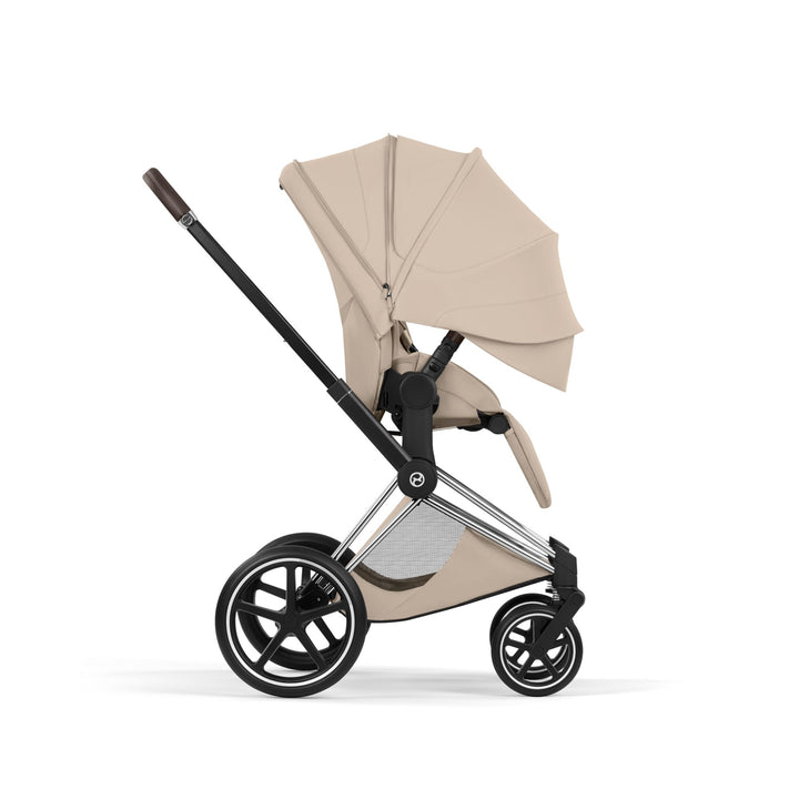 Cybex PRIAM Style Pushchair & Fold Cot Bundle - Cozy Beige & Chrome Brown Frame