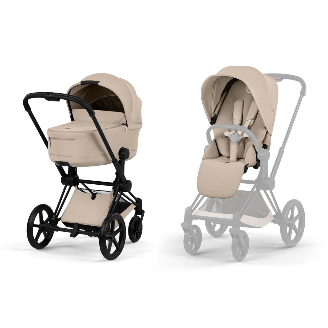 Cybex PRIAM Comfort Ultimate Accessory Bundle - Cozy Beige & Matt Black Frame