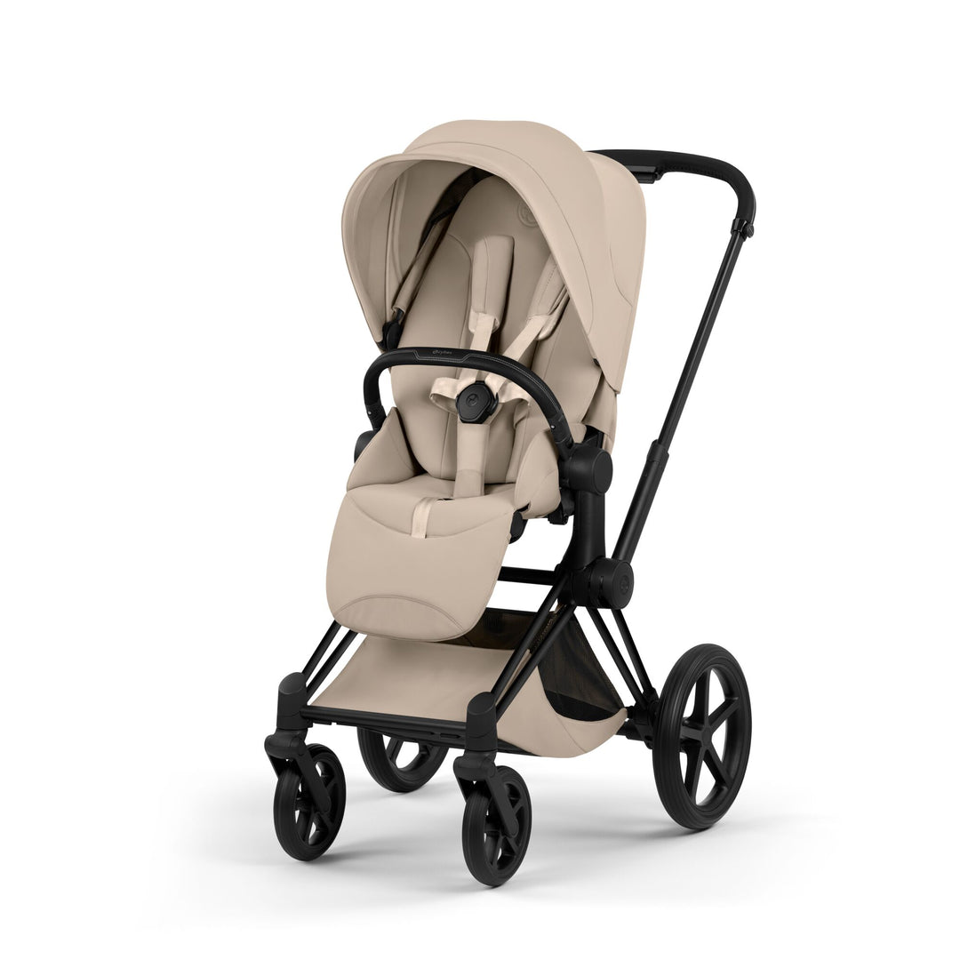 Cybex PRIAM Style Pushchair & Fold Cot Bundle - Cozy Beige & Matt Black Frame
