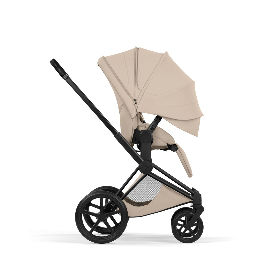 Cybex PRIAM Style Pushchair & Fold Cot Bundle - Cozy Beige & Matt Black Frame