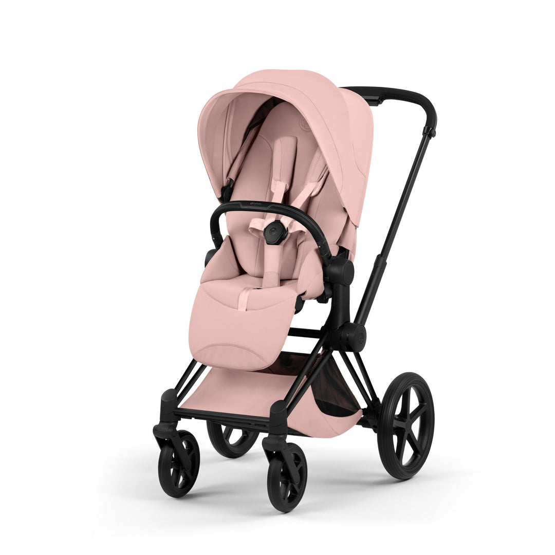 Cybex PRIAM Style Ultimate Accessory Bundle - Peach Pink & Matt Black Frame