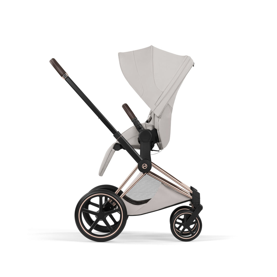 Cybex PRIAM Style Pushchair & Fold Cot Bundle - City Grey & Rose Gold Frame