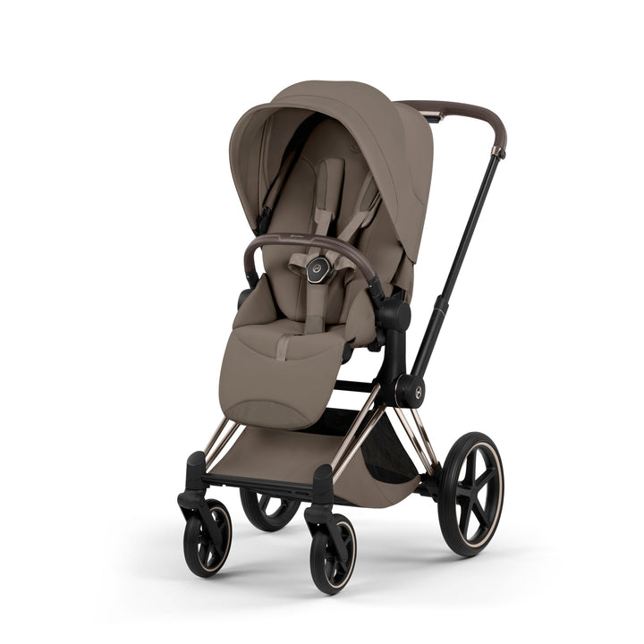 Cybex PRIAM Fold Cot Ultimate Travel System Bundle - Style Coconut Brown & Champagne Gold Frame