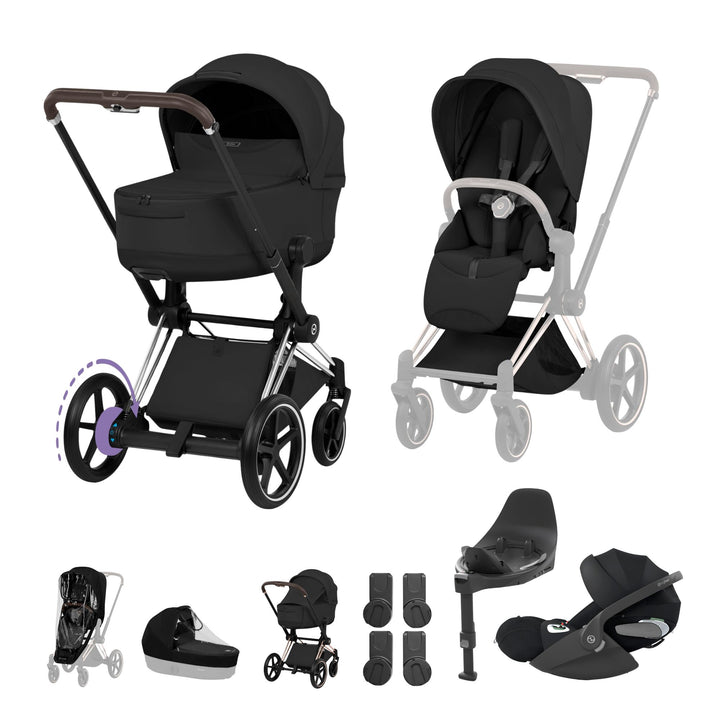 Cybex e-PRIAM Style Ultimate Bundle - Sepia Black & Chrome Brown Frame