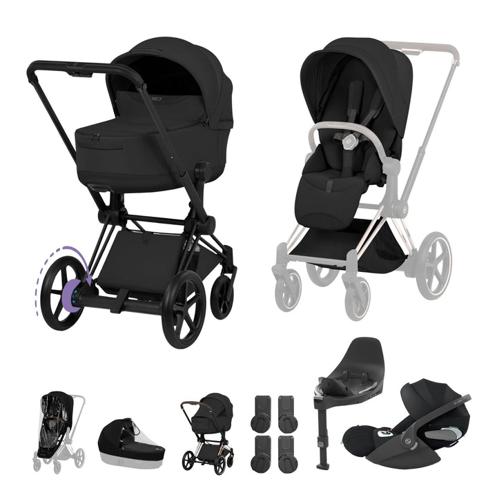Cybex e-PRIAM Style Ultimate Bundle - Sepia Black & Matt Black Frame