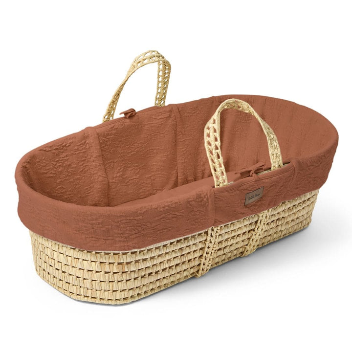 Little Green Sheep Organic Furrow Moses Basket, Mattress & Natural Static Stand - Terracotta