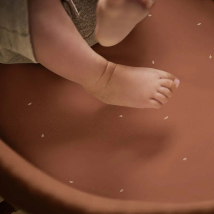 Little Green Sheep Twin Pack Moses Basket Fitted Sheets -  Terracotta Rice Print