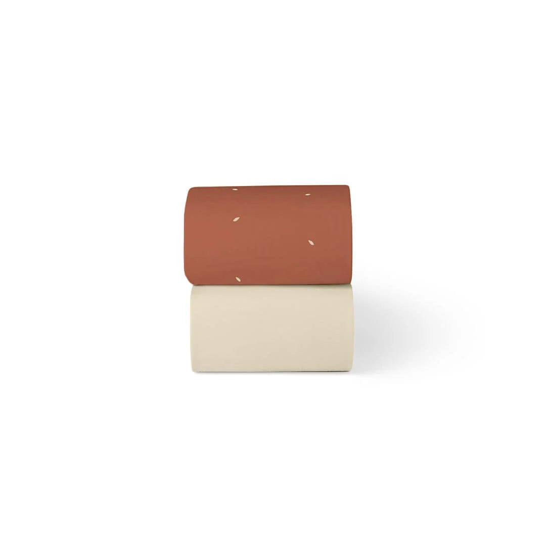 Little Green Sheep Twin Pack Moses Basket Fitted Sheets -  Terracotta Rice Print