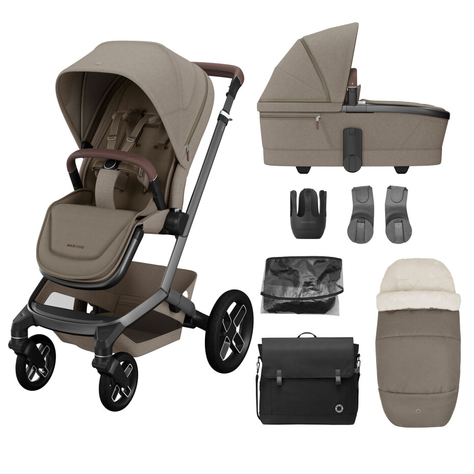 Maxi-Cosi FAME Essential Bundle - Twillic Truffle (Black Wheels)