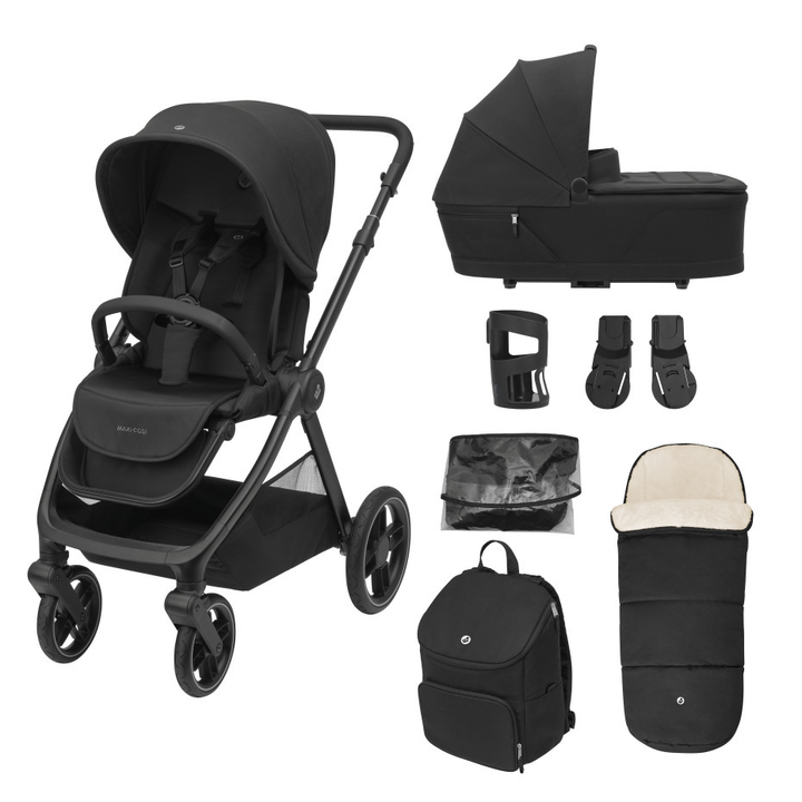 Maxi-Cosi Oxford Pushchair 7 Piece Essential Bundle - Twillic Black