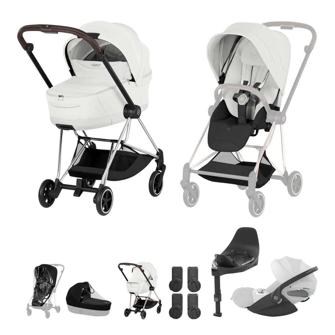 Cybex Mios Style Ultimate Bundle - Off White & Chrome Brown Frame