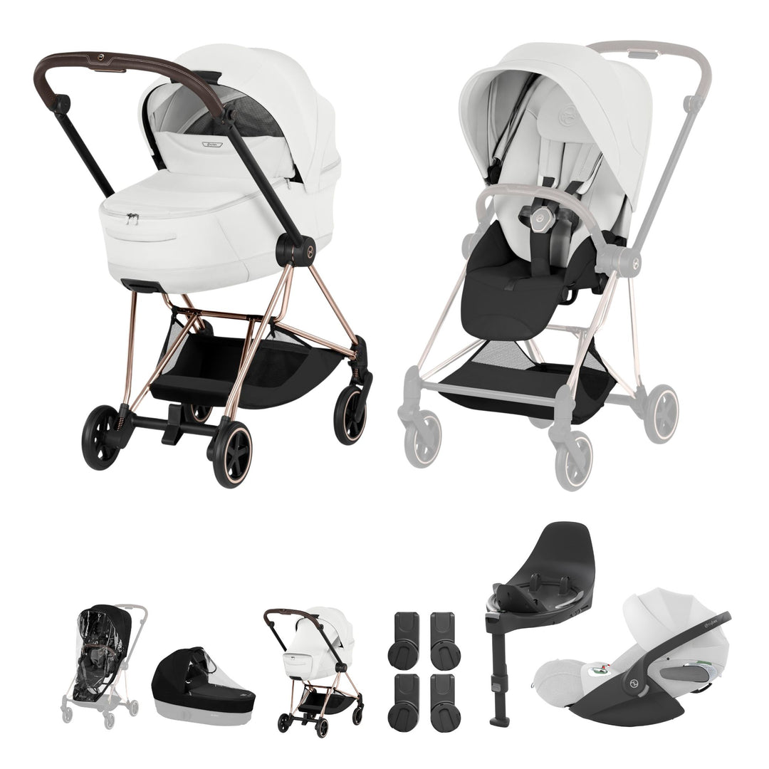 Cybex Mios Style Ultimate Bundle - Off White & Rose Gold Frame