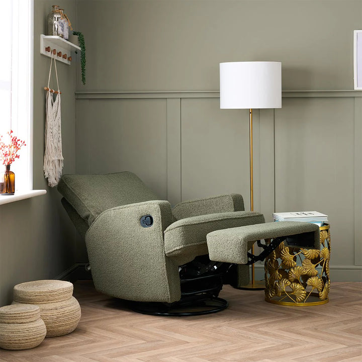 OBaby Madison Swivel Recliner Chair - Teddy Fabric Olive