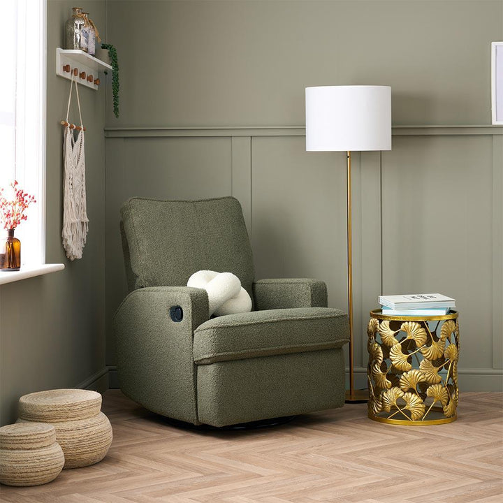 OBaby Madison Swivel Recliner Chair - Teddy Fabric Olive